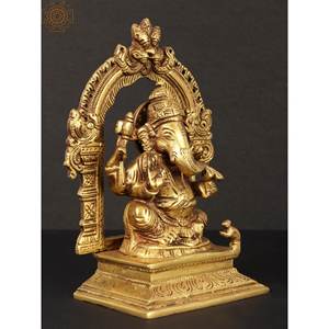 รูปปั้นพระพิฆเนศ7นิ้วทำด้วยมือรูปปั้นพระพิฆเนศทำจากทองเหลืองผลิตในอินเดียสำหรับให้เป็นของขวัญ - Product Image 4