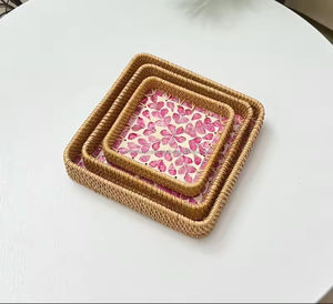 Plateau de nacre fait à la main Fournisseur de gros Plateau décoratif écologique et personnalisable de qualité commerciale Resort Restaurant Hotel - Product Image 1