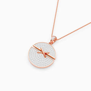 Collar Clásico Unisex de Oro Sólido de 14K Chapado en Oro Rosa con Diamante Natural, Corte Pera, Estilo Vintage, con Pavé, para Compromiso - Product Image 5