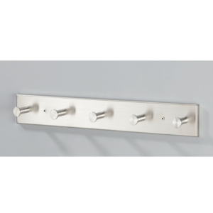 Porte-manteau mural haut de gamme avec crochets en acier inoxydable sur un panneau arrière en acier pour une utilisation durable - Product Image 2