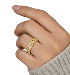 DEF Color VS VVS Clarity Round Lab Diamond Bubble Gold <b>Ring</b> 10K 14K 18K Solid Gold Bridal Cocktail Engagement <b>Ring</b> IGI Certified - Product Image 5