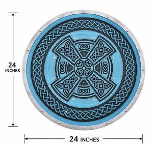 24 Inch Still Life Shield <b>Wall</b> Decal Blue Viking Norse Decor Wood Art Deco KULSOOM - Product Image 2