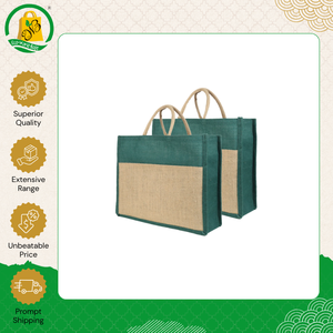 Bolsa de Compras de Yute de Primera Calidad, Estilo Moderno, con Bolsillo Frontal con Patrón Geométrico y Asa Acolchada Tejida, Unisex - Product Image 2