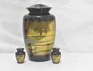 Vente en gros de grandes urnes funéraires en aluminium pour adultes à imprimé papillon personnalisées pour cendres humaines Fournitures funéraires en métal commémoratif - Product Image 2