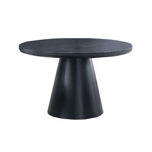 <b>White</b> Finish 5pc <b>Dining</b> Room Set with <b>Round</b> Black <b>Table</b> and 4 Side Chairs Cone Base Cutout Back Chair Fabric Cover - Product Image 6