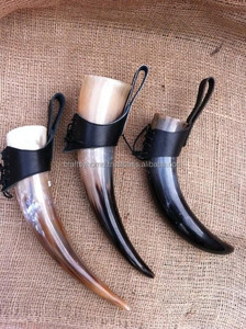 Corne à boire Viking naturelle de qualité indienne de haute qualité avec support en métal agate corne à boire Viking - Product Image 5