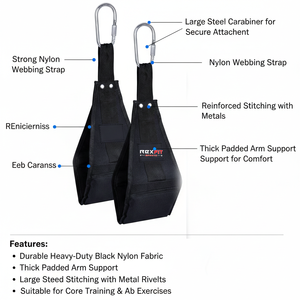 Sangles de fitness réglables Rexfit Sport avec système de suspension robuste pour barre de traction, exercices abdominaux et levées de jambes - Product Image 5