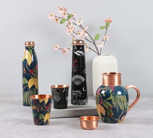 Vintage Floral Copper Water <b>Bottle</b> Retro Inspired Designer Drinking <b>Bottle</b> for Daily Use and Gifting Use - Product Image 6