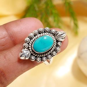 Beautiful Arizona <b>Turquoise</b> <b>Ring</b> Statement 925 Sterling Silver <b>Ring</b> Handmade Natural Gemstone Jewelry for Women - Product Image 1