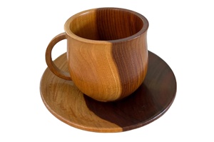 ชุดจานรองถ้วยทำจากไม้แกะสลักเป็นมิตรกับสิ่งแวดล้อมพร้อมแก้วเซรามิกสำหรับเสิร์ฟอาหารเช้านวัตกรรม - Product Image 2