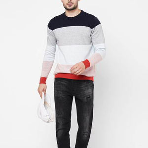 Sweat-shirt à col rond pour homme, rayures noires, grises et blanches, manches longues, coton plus doux, pull décontracté, vêtements de sport urbains, vente en gros - Product Image 3