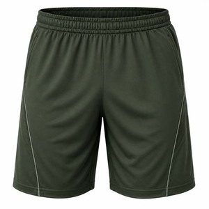 Shorts de sport gris pour homme, à séchage rapide, taille élastique, couleur unie, décontractés, en polyester tricoté, longueur courte - Product Image 6