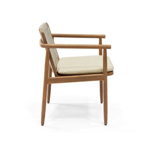 เก้าอี้ทานข้าวไม้สไตล์สแกนดิเนเวียนสมัยใหม่ พร้อมพนักพิงทอและเบาะผ้าลินิน สำหรับเฟอร์นิเจอร์บ้าน - Product Image 2