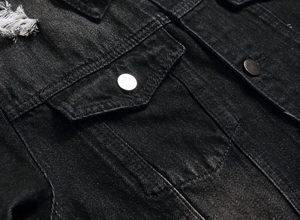 Veste en jean vintage pour homme, 100% coton, séchage rapide, coupe confortable, fermeture à boutons, design moderne et décontracté - Product Image 4