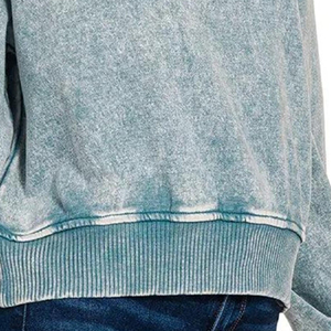 เสื้อสเวตเชิ้ตผู้หญิงทรงโอเวอร์ไซส์ สีพื้น คอตั้ง ซิป ¼ แขนยาว ผ้าเฟรนช์เทอร์รี่แบบวอช ทรงลำลอง สไตล์ฤดูใบไม้ร่วง - Product Image 4