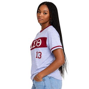 Chemise en jersey gris Delta Sigma Theta pour femmes, coupe confortable, haute qualité, vêtements de sororité grecque, tenue décontractée - Product Image 3