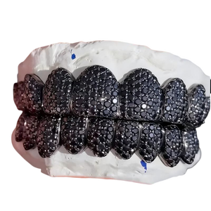 High <b>on</b> Demand Personalized Black Silver Diamond Grillz Hip Hop Jewelry Teeth Caps for Fashion Show Party Available for <b>Sale</b> - Product Image 3