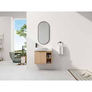 Mobile bagno sospeso da 26 pollici con lavabo in ceramica bianca e anta con chiusura ammortizzata, imballaggio KD - Product Image 2