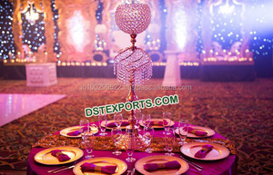 Portavelas con cuentas de cristal para decoración de boda, centro de mesa de cristal plateado, elegante - Product Image 4