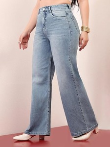 Women's <b>Boot</b> Cut Jeans Charcoal Graphite Slate Denim Eco-Friendly Washable Knee-Length Vintage Style - Product Image 1