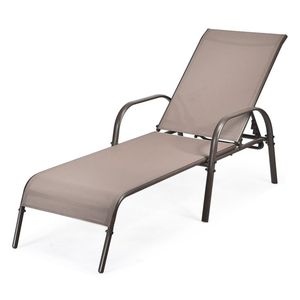 Sedia da giardino in 2 pezzi per esterno con bracciolo reclinabile in tessuto Chaise longue - Product Image 3
