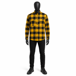Camisa de Franela a Cuadros Amarilla y Negra para Hombre, de Manga Larga, con Botones, Estilo Casual y Urbano, Talla Grande - Product Image 4