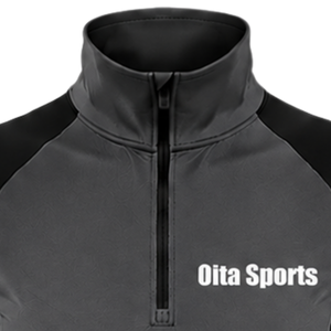 Haut de sport athlétique pour femme à col zippé, gris et noir, à manches longues, ajusté, pour l'entraînement, avec trou pour le pouce, haute performance - Product Image 6