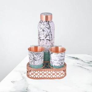 Pure copper <b>water</b> <b>bottle</b> with ancient Indian ayurvedic wellness properties for daily hydration and detoxification use - Product Image 1