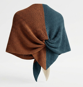Écharpe triangulaire grande taille en laine tricotée 100% pour femme, style coréen, double usage, haut de gamme, collection automne-hiver, vente en gros - Product Image 3