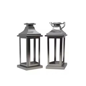<b>Lantern</b> Modern Stainless Steel Silver Metal Clear Glass <b>Candle</b> Holder Light Set Home Hotel Garden <b>Outdoor</b> Wedding Table <b>Lantern</b> - Product Image 4