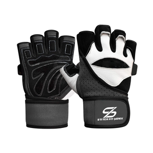 Leather Made Weight Lifting <b>Gloves</b> <b>Grips</b> Palm Protective <b>With</b> Wrist Wraps For Gym Fitness Workout Exercise Weight Lifting <b>Gloves</b> - Product Image 4