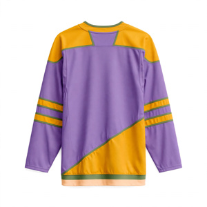 Maillot de hockey sur glace pour homme, col en V, manches longues, color block, polyester, maille, vêtements de sport - Product Image 4