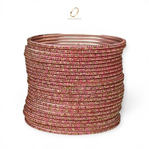 Premium Fashionable Bridal Pink Stainless Steel Bangles Gold Plated Crystals for Wedding Indian Jewelry Collections Wholesale - Product Image 4