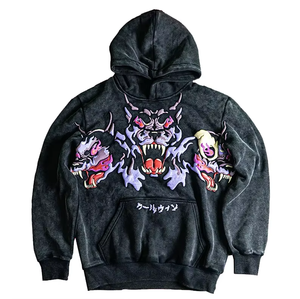 Sweat à capuche unisexe en molleton épais style streetwear hip-hop, personnalisable avec logo en impression 3D en relief, thermique, 100% coton, coupe classique - Product Image 6