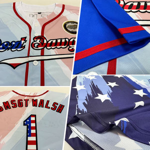 Maillot de baseball personnalisé Yourteams 00, impression intégrale, design drapeau américain, manches courtes, boutons sur le devant, maillot de baseball pour homme adulte - Product Image 2