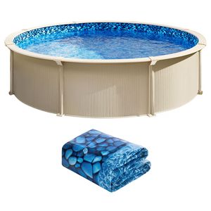 21ft Ground Pool Liner 48 54inch <b>Wall</b> Height Standard Gauge <b>Vinyl</b> 1.5mm Thickness PE Designed Steel Si Overlap Pool Liners 25m - Product Image 1
