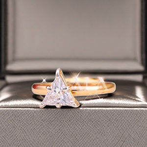 Elegante anillo de piedras preciosas de oro de 18 quilates con ajuste de diamante americano geométrico clásico para mujer para regalo de aniversario de compromiso de boda - Product Image 1