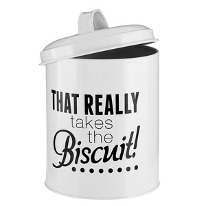 Carbon Steel Cream White Food Storage Canister <b>Large</b> Round Metal Cookie Storage <b>Jar</b> Printed Biscuit Container <b>Sweet</b> Treats <b>Jars</b> - Product Image 1