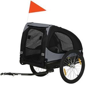 Elegante Rimorchio Nero per Bicicletta per Cani di Taglia Media con Ruote a Sgancio Rapido, Riflettori e Bandiera di Sicurezza, Trasportino per Animali con Gancio di Aggancio - Product Image 1