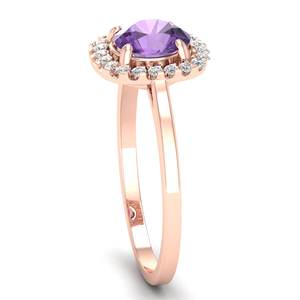 Bagues REYES en améthyste taille ronde 1 carat en or rose massif 14 carats, diamant certifié IGI, cadeau de fiançailles, bijoux fins pour femmes - Product Image 3