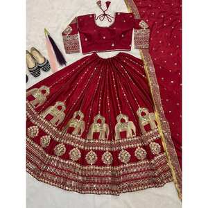 Vestidos de Novia de Diseñador Verde Maruti Fashion, Talla M, Lehenga Choli Bordado con Lentejuelas - Product Image 1