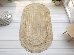 Alfombra Redonda de Yute Tejida a Mano con Materiales Sostenibles, Alfombra Redonda de Yute con Forma de Oso, Portátil y Adorable, de la India - Product Image 4