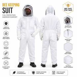 OEM Custom Beekeeping <b>Suit</b> Full Body Protective <b>Bee</b> <b>Suit</b> Cotton Polyester Ventilated Beekeeper <b>Suit</b> with Veil Wholesale Manufact - Product Image 1