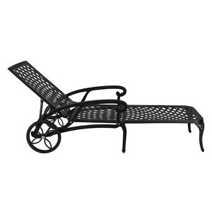 Lettino Prendisole Regolabile in Alluminio Pressofuso Nero con Schienale 193x64.5x93cm - Product Image 2