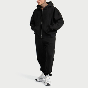 Sudadera con capucha negra extragrande para hombre, con cremallera, de algodón grueso y forro polar, de alta calidad, estilo casual y urbano. - Product Image 6