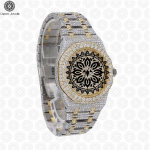 Montre de luxe pour homme Charm, en acier inoxydable, avec lunette sertie de diamants, mouvement mécanique analogique, date automatique, boîtier de 40 mm, étanche 10 bars - Product Image 1