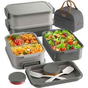 Lonchera Bento Apilable de 3 Niveles y 74 oz para Adultos, a Prueba de Fugas, con Contenedor para Salsas y Utensilios Integrados, con Bolsa Térmica - Product Image 1