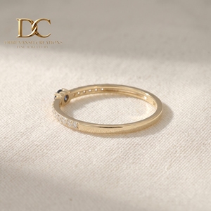 แหวนทองคำแท้ 14KT คลาสสิก ประดับเพชรเลี้ยงในห้องปฏิบัติการและพลอยโทแพซสีน้ำเงินลอนดอนเจียระไนทรงบริลเลียนท์ ได้รับการรับรองจาก IGI สำหรับสุภาพสตรี - Product Image 6