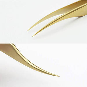 Pinzas de Acero Inoxidable Resistentes a la Corrosión para Extensión de Pestañas, Punta Fina Curva y Recta de Precisión, Textura Antideslizante, DIY - Product Image 2