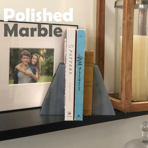 Marble Rectangle Bookends Set 2Pcs Stone <b>Book</b> Ends Irregular Pattern Decorative - Product Image 4